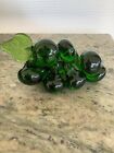 Vintage 1960s Green Glass Grapes Mid Century Handblown, 12 Glass Grapes Solid