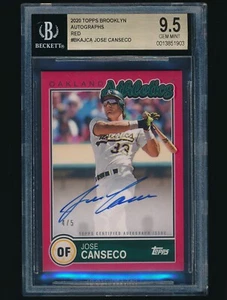 2020 Topps Brooklyn Collezione Autografo Rosso Jose Canseco Auto BGS 9,5/5 - Foto 1 di 2