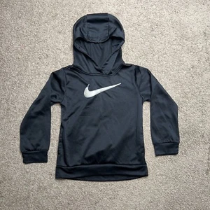Nike Girls' Black/Silver Metallic Therma Pullover Hoodie (36E052-023) 6X - Picture 1 of 4