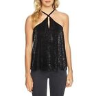 NWT Womens Size Medium 1.STATE Black Sequin Halter Camisole Blouse Top