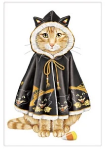 Flour Sack Kitchen Dish Towel Halloween Cape Cat Mary Lake - Thompson New - Picture 1 of 1