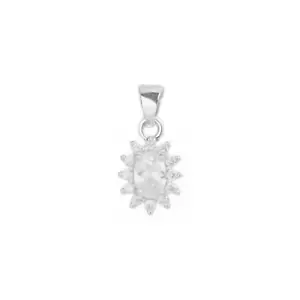 Argento Sterling Ovale Trasparente Cz Grappolo Ciondolo Collana, 4x6mm Centro - Foto 1 di 8