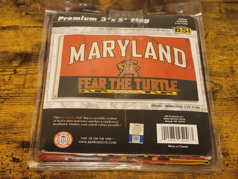 BSI NCAA Maryland Terrapins 3 Ft. X 5 Ft. Flag With Grommets Fear The Turtle Cover