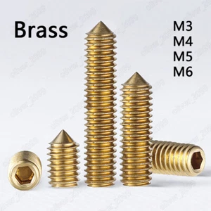 Brass Hex Socket Set Screws Cone Point Grub Screws DIN914 M3 M4 M5 M6 - Picture 1 of 5