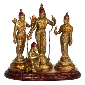 Ram Darbar Lord Rama Sita Laxman Hanuman Brass Family Statue Figurine Sculpture - Picture 1 of 4
