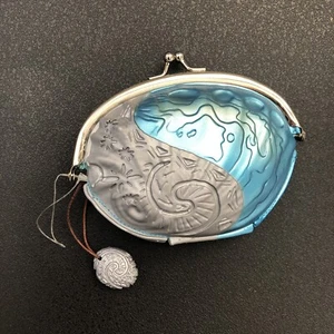 Cartera de monedas Disney Store Moana Clip Snap Close Shell azul brillante gris - Imagen 1 de 7