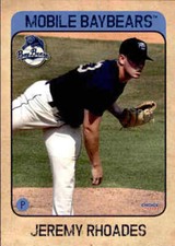 2018 Mobile BayBears Choice #16 Jeremy Rhoades Atlanta Georgia GA Baseball Card