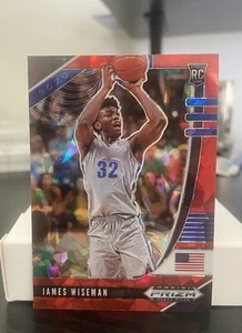 Tarjeta de novato James Wiseman 2020 Panini Prizm Draft Picks Red Ice #42 Golden State - Imagen 1 de 2
