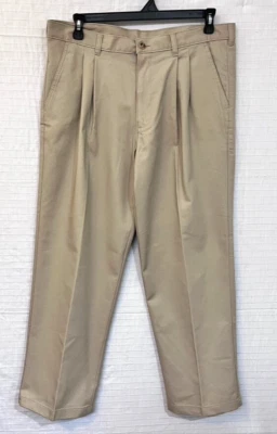 Брюки мужские EUC George бежевые/хаки/чино плиссированные спереди размер 36x30 - Изображение 1 из 4