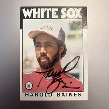 HAROLD BAINES 1986 TOPPS AUTOGRAPHED HAND SIGNED AUTO AUTOGRAPH CARD
