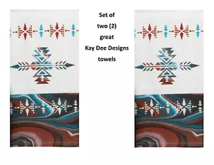 KAY DEE DESIGNS "Southwest Pattern" R6741 Dos toallas de rizo de doble propósito ~ 16"x26′′ - Imagen 1 de 2