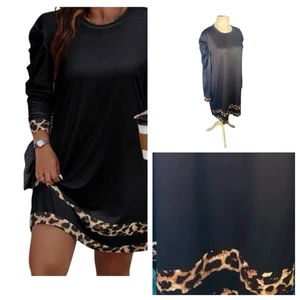 Black Dress Size 20 (2XL) Contrast Animal Print Bodycon Stretchy Curve Plus ~NEW - Picture 1 of 24