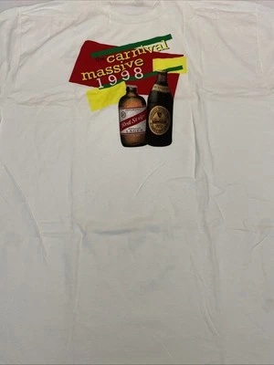 复古吉尼斯红色条纹啤酒 T 恤尺寸 XL The Carnival Massive  — 第 1/4 张图片