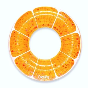 Tangerine Orange Glitter - 42" Pool Float Ring, Inflatable, Anti-Leak, Durable - Picture 1 of 7