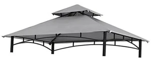 Grill Gazebo Replacement Canopy Roof Outdoor Double Tiered Barbecue Gray - Picture 1 of 7