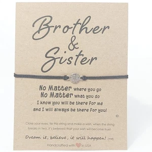 Gift for Brother Sister Compass Bracelet - for Women Men - Sterling Silver Charm - Picture 1 of 4
