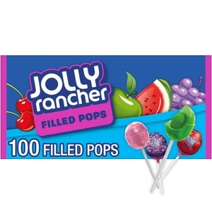 JOLLY RANCHER Filled Pops Lollipops, Assorted Flavors, 3.84 Pound 100 Count Box - Picture 1 of 7