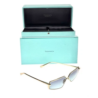 TIFFANY & CO. SUNGLASSES PALE GOLD PLATED AZURE GRADIENT BLUE TF3113KB 62239S - Image 1 of 4
