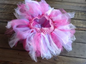 Homemade Baby Tutus Baby Girl Photo Prop Tutus pink and white - Picture 1 of 10