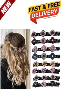 Sparkling Crystal Stone Braided Hair Clover Clips for Thick Thin Hair, Girls / W - Picture 1 of 9