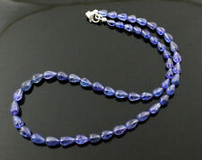 Tanzanite Necklace Natural Smooth Polished Stones Drop Blue Noble ca.46 CM