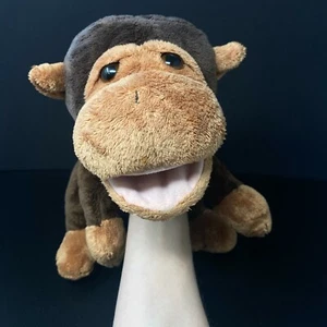 Vintage Russ Berrie Montague Brown Monkey Hand Puppet Screech Sound Full Body - Picture 1 of 9