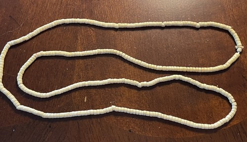 OFF WHITE Collana catena lunga con perline bianche sporche vintage goccia 15 5"