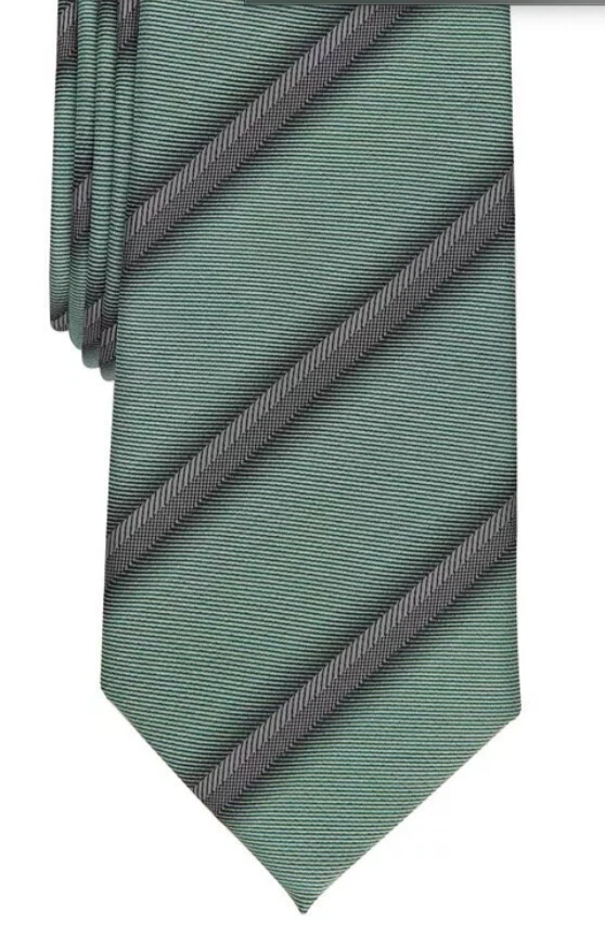 Gravata de pescoço ALFANI verde perfeito listrada desmetida NOVA - Imagem 1 de 1