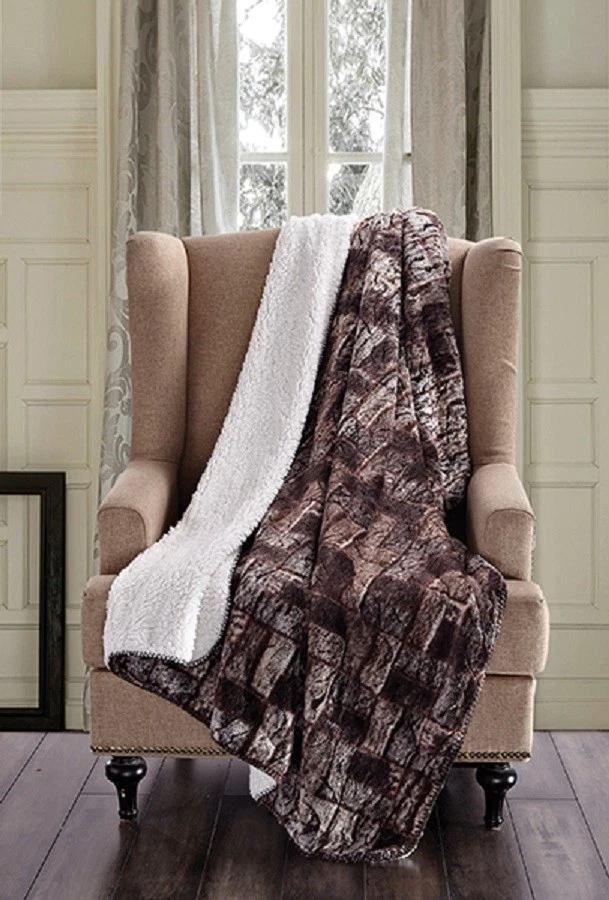 Soft Sherpa Luxury Throw Light Weight Blanket BROWN TIMBER BRICK 50 in x 70 in - Image 1 of 1