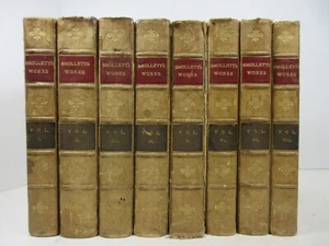 1797 1st ED 8-Vols "The Works of Tobias Smollett" John Moore Leather Hardcovers - Picture 1 of 18