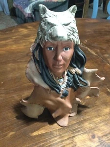 Ready To Paint Your Own Bisque Ceramic Plaster Indian In Leather Pelt Painted - Picture 1 of 7