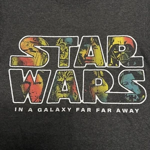 Adult Small Star Wars A Long Time Ago In A Galaxy Far Far Away Logo T-Shirt Grey - Picture 1 of 5