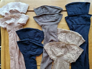 5x Pairs Bundle Job Lot Sheer Nylons Lace Top Stockings Medium FREE POST - Picture 1 of 4