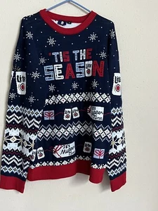 Miller Lite Beer Tis the Season Ugly Christmas 2020 Sweater Blue Party XLarge - Picture 1 of 8