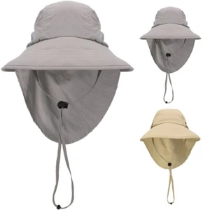 Outdoor Unisex Sun Hat Wide Brim Neck Flap UV Protection SPF - Picture 1 of 49