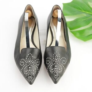 Michael Kors Women's Sofie Flat Size 7 Slip On Pointed Shoe Black Leather Beaded