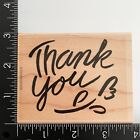 Stampin Up Thank You Cursive Flower 1993 Wood Mounted Rubber Stamp