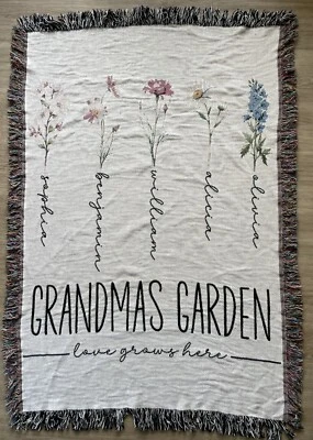Grandma’s Garden Tassel Woven Blanket 37” x 54” - Image 1 of 3