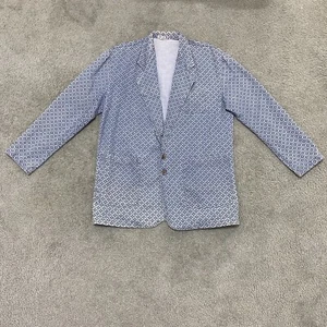 VTG 80s Denim Geometric Print Western Blazer Jacket Men’s Large - Picture 1 of 9