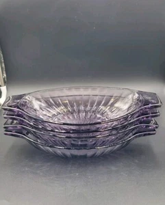 Set of 4 Purple Amethyst Glass Banana Split/Ice Cream Sundae Dishes Bowls Boats - Picture 1 of 6