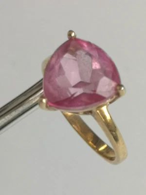 Ring Silber 925 vergoldet von QVC mit pure pink Topas 6,5 ct Gr. 60 / 19,1 mm - Bild 1 von 4