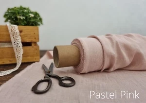 Pastel Pink Linen Fabric by the Yard – Soft Textile for Dresses, Décor & Crafts - Picture 1 of 5