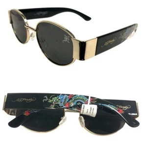 New Womens Sunglasses Ed Hardy EDANCTGDBK Gold-Black/Gray - Picture 1 of 9