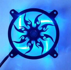 Custom 92mm TRIBAL SUN 2 Computer Fan Grill Gloss Black Acrylic Cooling Cover - Picture 1 of 3
