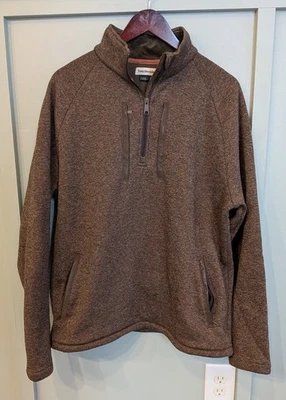 Tom Beckbe braun Strick Fleece Viertel 1/4 Reißverschluss Pullover Herren Large - Bild 1 von 4