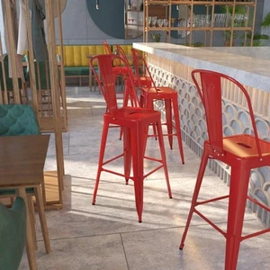30 High Metal Indoor-Outdoor Barstool With Back - Picture 1 of 108