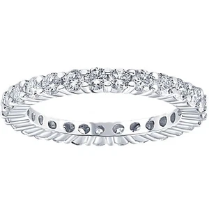 Round Brilliant Cut 1.00 ctw Diamond Platinum Eternity Band - Picture 1 of 6