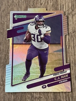 2021 Donruss CJ HAM Press Proof Silver Die-Cut /75 #130 Minnesota Vikings SP - Image 1 of 4
