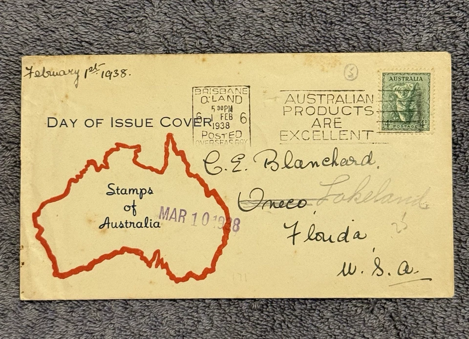 1938 Australia Day of Issue Cover "Australian Products" Kangaroo Postmark - Image 1 of 4