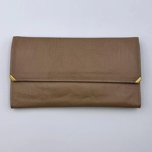 Vintage Rolfs Tan Cowhide Leather Snake Embossed Snap Button Bifold Coin Wallet - Picture 1 of 8